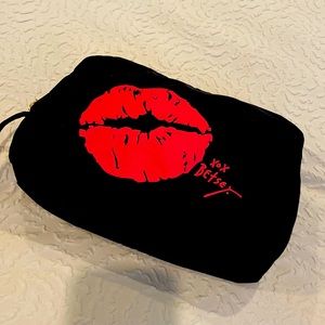 Betsey Johnson Black Utility Jacket with Red Lips Design